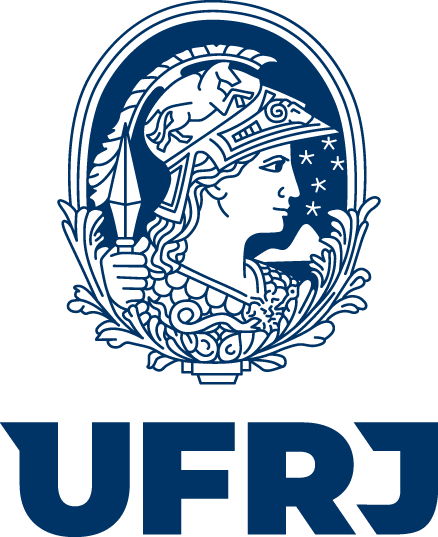 Logo UFRJ, Minerva Azul, com o texto Universidade Federal do Rio de Janeiro na cor azul 